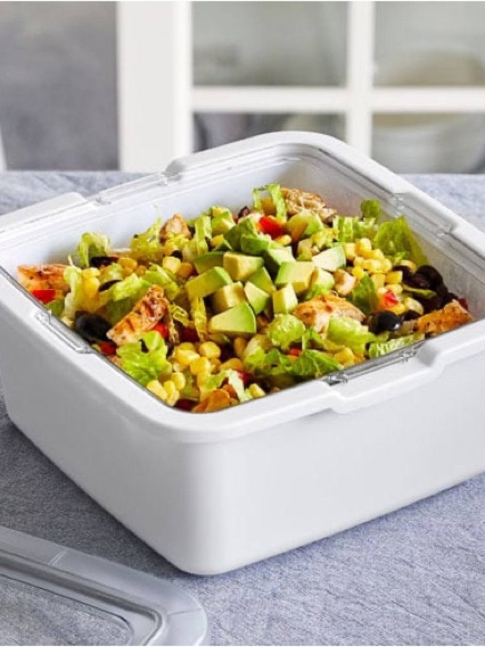 Pampered Chef White Meal Prep Container with Clear Lid